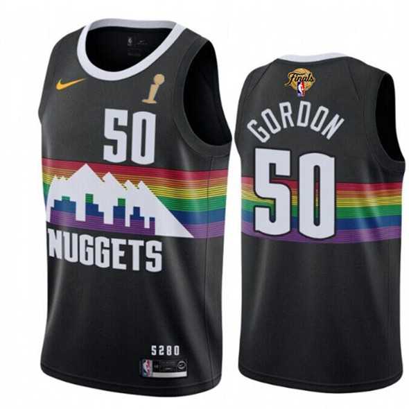 Mens Denver Nuggets #50 Aaron Gordon Black 2023 Finals Champions City Edition Stitched Basketball Jersey->denver nuggets->NBA Jersey